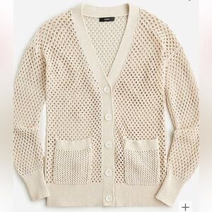 J. Crew Cream Open-Weave Button Cardigan